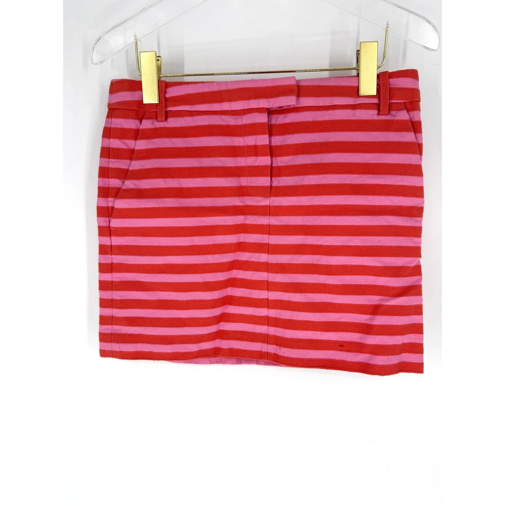 J.Crew Pink Orange Striped Cotton Mini Skirt Size 2